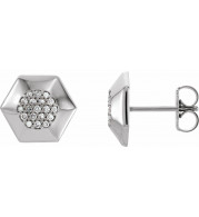 14K White 1/6 CTW Diamond Geometric Earrings with Backs - 862356005P