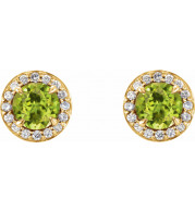 14K Yellow 5 mm Round Peridot & 1/8 CTW Diamond Earrings - 864586026P