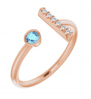 14K Rose Aquamarine & .06 CTW Diamond Bar Ring - 71918602P