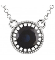 14K White Blue Sapphire September 18 Birthstone Necklace - 651611118P