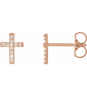 14K Rose .05 CTW Diamond Cross Earrings - R17013602P