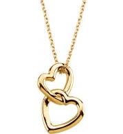 14K Yellow Double Heart 18 Necklace - 6907583011P