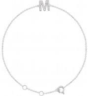 14K White .07 CTW Diamond Initial M 6-7 Bracelet - 65268960013P