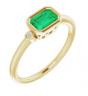 14K Yellow Lab-Grown Emerald & .02 CTW Diamond Ring - 7187960000P