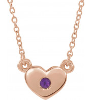 14K Rose Amethyst Heart 16 Necklace - 8633560006P
