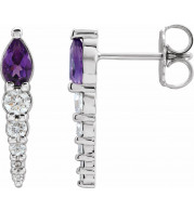 14K White Amethyst & 1/4 CTW Diamond Earrings - 870256009P
