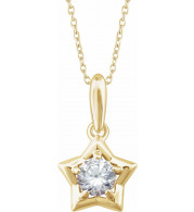 14K Yellow 3 mm Round April Youth Star Birthstone 15 Necklace - 653418643P