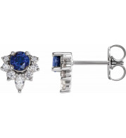 Platinum Blue Sapphire & 1/6 CTW Diamond Earrings - 869506064P