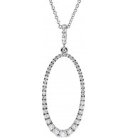 14K White 5/8 CTW Diamond Oval Silhouette 18 Necklace - 68657100P