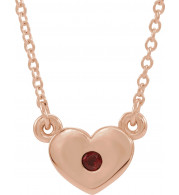 14K Rose Mozambique Garnet Heart 16 Necklace - 8633560002P