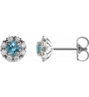 14K White Aquamarine & 1/3 CTW Diamond Earrings - 869716185P