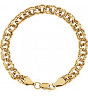 14K Yellow 7 mm Solid Double Link Charm 7 Bracelet - CH113120425P