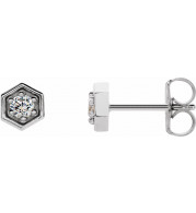 14K White 1/8 CTW Diamond Hexagon Stud Earrings - 86665600P