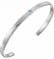 14K White Aquamarine Cuff 6 Bracelet - BRC76460002P