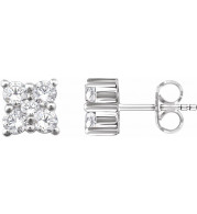 14K White 1/2 CTW Diamond Cluster Earrings - 65293660001P
