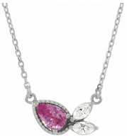 14K White Pink Sapphire & 1/6 CTW Diamond 16 Necklace - 86854620P