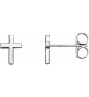 Platinum 7.5 mm Cross Earrings - R17014608P