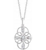 14K White  1/10 CTW Diamond Filigree 16-18 Necklace - 65238060000P