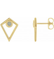 14K Yellow Opal Cabochon Pyramid Earrings - 86862604P