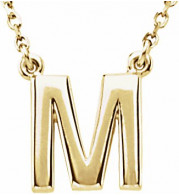 14K Yellow Block Initial M 16 Necklace - 84634316219P