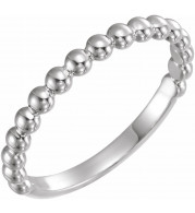 14K White Stackable Beaded Ring - 509291003P