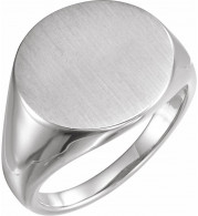 10K White 18 mm Round Signet Ring - 9130104P