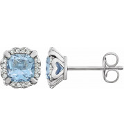 14K White Sky Blue Topaz & 1/10 CTW Diamond Earrings - 65195460012P