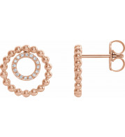 14K Rose  1/10 CTW Diamond Beaded Circle Earrings - 653412602P