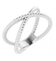 14K White Criss-Cross Rope Ring - 51737101P