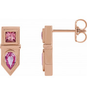 14K Rose Pink Multi-Gemstone Geometric Bar Drop Earrings - 87039607P