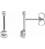 14K White Bar & Ball Earrings - 87070600P