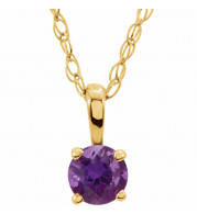 14K Yellow 3 mm Round Amethyst Youth Birthstone 14 Necklace - 2839370002P