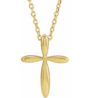 14K Yellow 14.65x11.2 mm Cross 16-18 Necklace - R42370602P