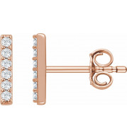 14K Rose 1/10 CTW Diamond Bar Earrings - 65175760002P