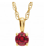14K Yellow 3 mm Round Ruby Youth Birthstone 14 Necklace - 2839370068P