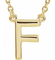 14K Yellow Block Initial F 16 Necklace - 84634316225P