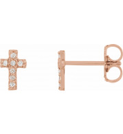 14K Rose .06 CTW Diamond Cross Earrings - R17013611P