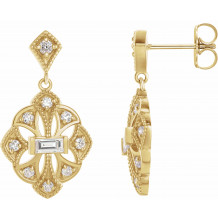 14K Yellow 3/8 CTW Diamond Vintage-Inspired Earrings - 87055601P