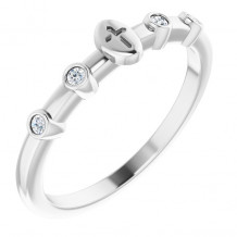 14K White .06 CTW Diamond Stackable Cross Ring - R43109600P