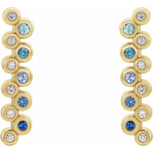 14K Yellow Blue Multi-Gemstone & 1/10 CTW Diamond Bezel-Set Bar Earrings - 86934606P