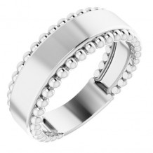 14K White Engravable Beaded Ring - 51684101P