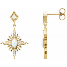14K Yellow Australian Opal & 1/6 CTW Diamond Celestial Earrings - 87042606P