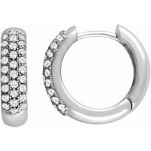 14K White 1/2 CTW Diamond Pavu00e9 Hoop Earrings - 6715060001P