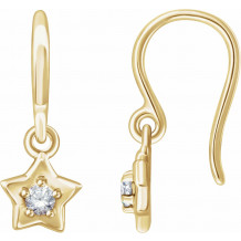 14K Yellow 3 mm Round April Youth Star Birthstone Earrings - 653420610P