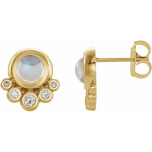 14K Yellow Moonstone & 1/8 CTW Diamond Earrings - 86780616P