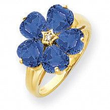 Quality Gold 14k Yellow Gold 6mm Heart Sapphire & Diamond Ring