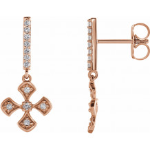 14K Rose 1/5 CTW Diamond Cross Dangle Earrings - 6535881002P