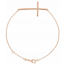 14K Rose Diamond Sideways Cross Bracelet - R48077617P
