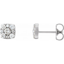 Platinum 1/2 CTW Diamond Cluster Earrings - 86515603P