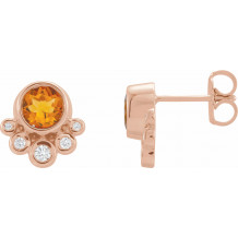 14K Rose Citrine & 1/8 CTW Diamond Earrings - 86777652P